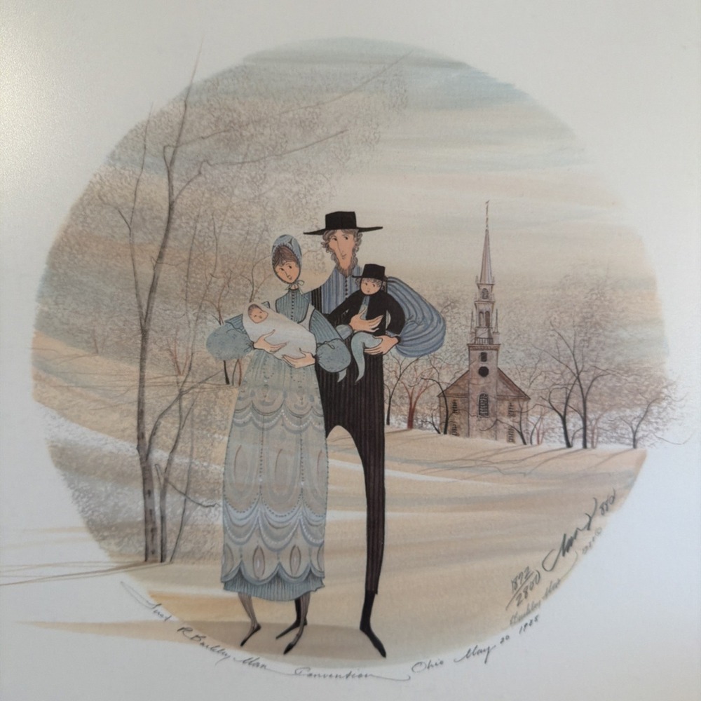 VTG P. Buckley Moss Rare First Ever Moss Convention Print Ohio Christening Morn